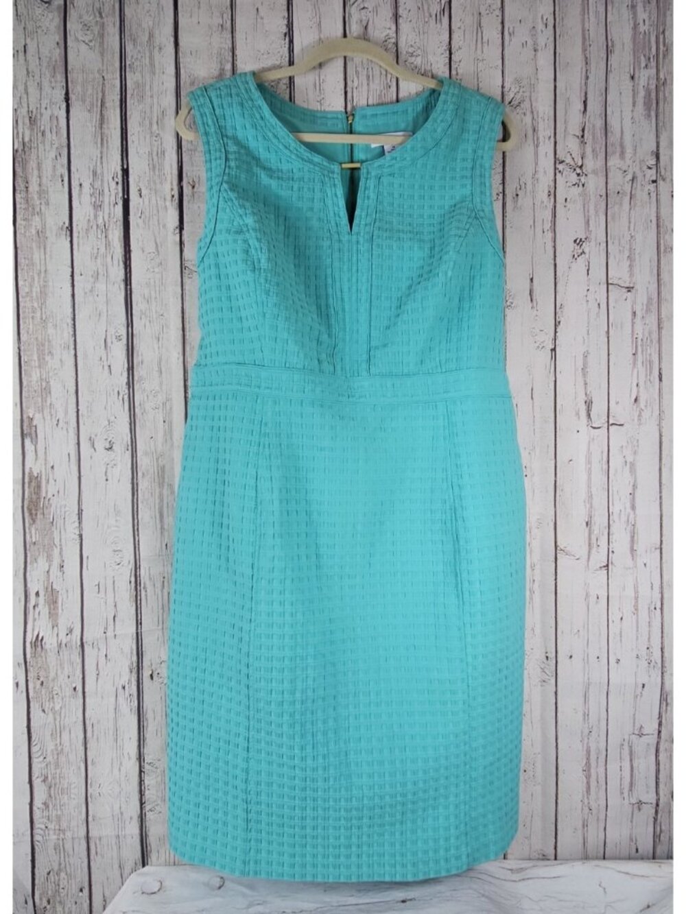 Liz Claiborne Dress sz 16 Teal Basketweave Knee Length Pockets Lined Work Office - Picture 3 of 14